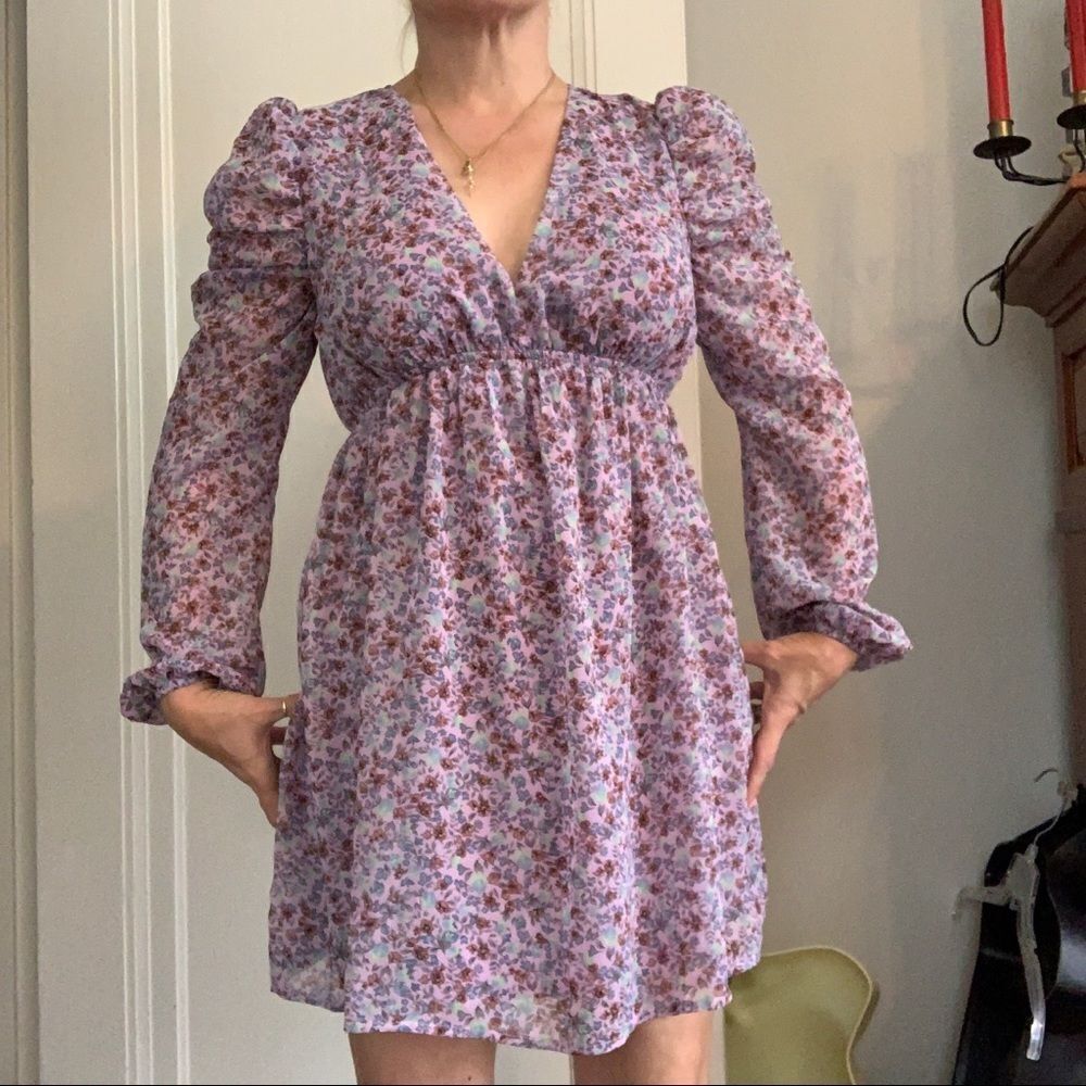 Nwot Wild Fable purple floral polyester dress